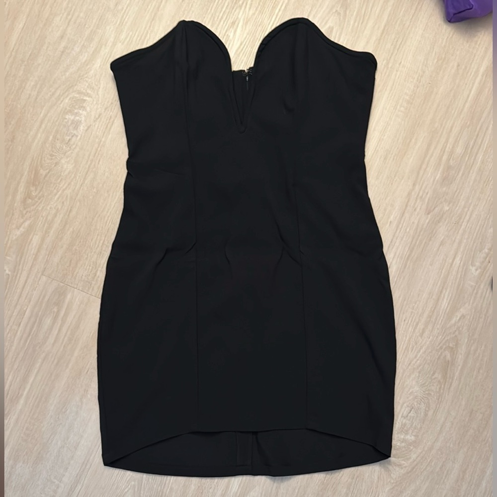 Nasty Gal Dress Black Sweetheart Keyhole Strapless Bodycon Mini
